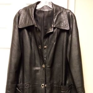 Long length leather Eyelet Coat